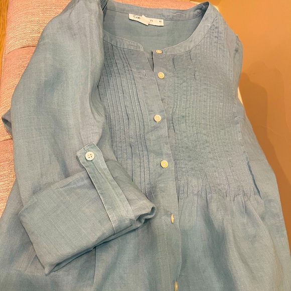 Calvin Klein XS blue linen blouse - Picture 5 of 8